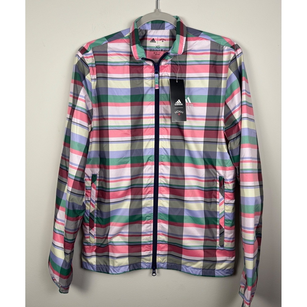 Adidas x Noah Running Jacket Plaid Multicolor Full Zip XS NWT